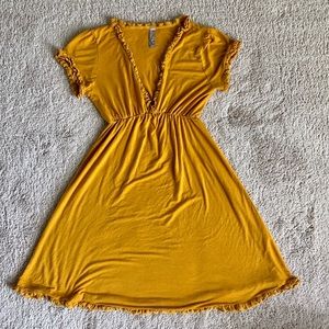 Mustard yellow dress with ruffle detail
